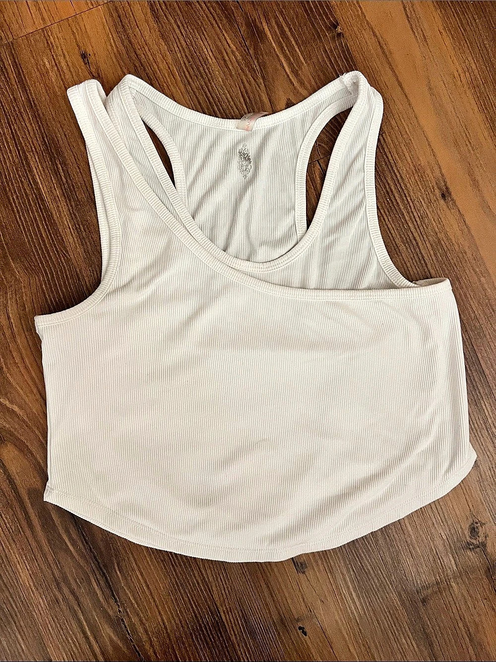 Free People  Ribbed Crop Tank Top in White Size Medium